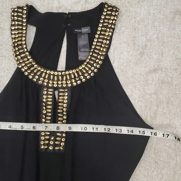 Bisou Bisou black wide leg jumpsuit rompers size 8 - Picture 12 of 13